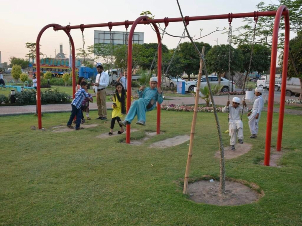 Beautifully landscaped central park in Phase 1 New Lahore City residential housing scheme Lahore