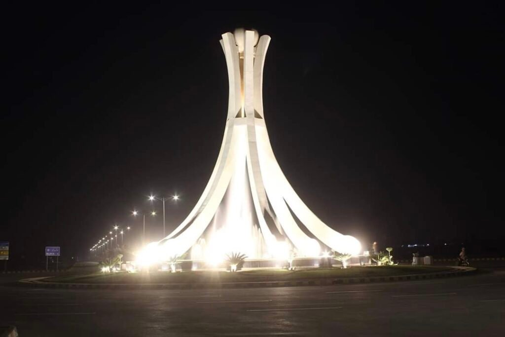 Pearl Tower Phase 2 New Lahore City night view illuminated commercial high rise building